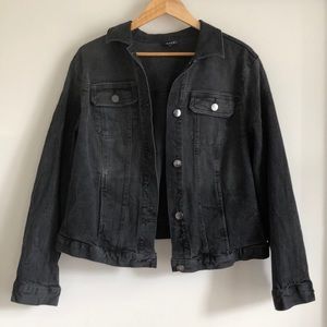 Black, oversized denim jacket.